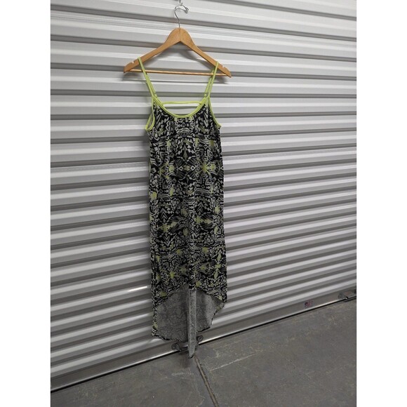 Xhilaration Size Large Black White with Neon Yellow trim Hi Lo Dress - Picture 2 of 10